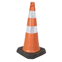 Cone de sinalização semi flexível refletivo 75cm com base de borracha Telbras