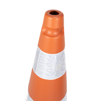 Cone de sinalização semi flexível refletivo 75cm com base de borracha Telbras