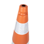 Cone de sinalização semi flexível refletivo 75cm com base de borracha Telbras