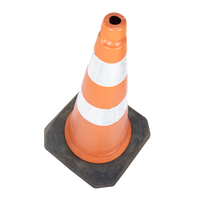 Cone de sinalização semi flexível refletivo 75cm com base de borracha Telbras