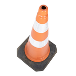 Cone de sinalização semi flexível refletivo 75cm com base de borracha Telbras