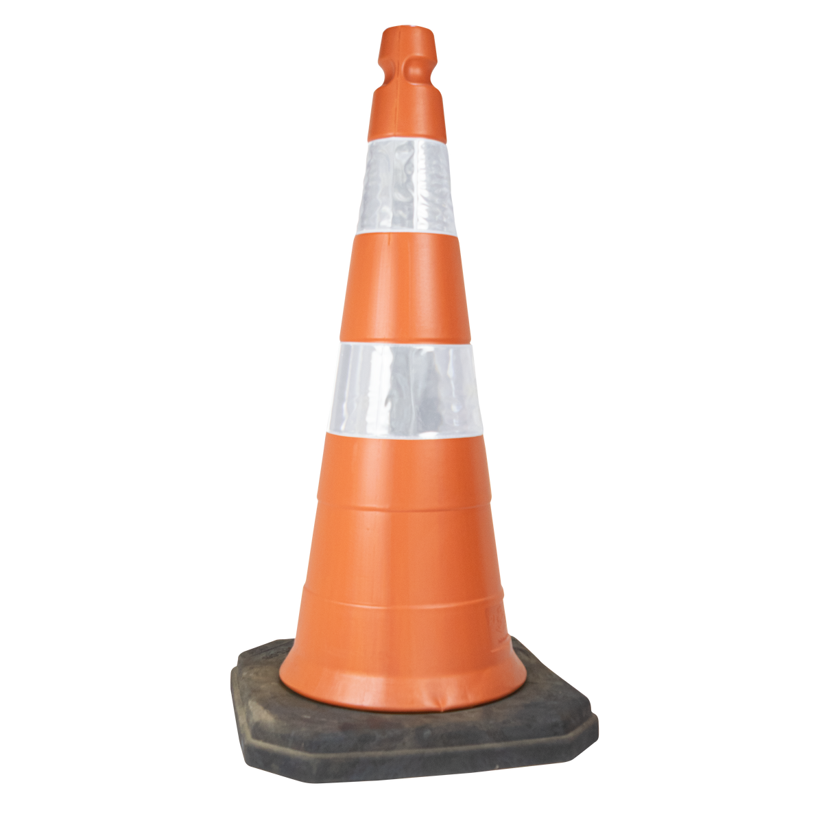 Cone de sinalização semi flexível refletivo 75cm com base de borracha Telbras