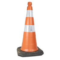 Cone de sinalização semi flexível refletivo 75cm com base de borracha Telbras