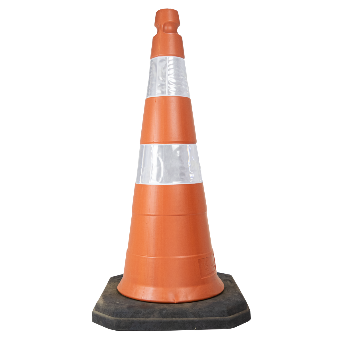 Cone de sinalização semi flexível refletivo 75cm com base de borracha Telbras