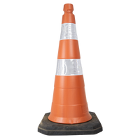 Cone de sinalização semi flexível refletivo 75cm com base de borracha Telbras