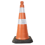Cone de sinalização semi flexível refletivo 75cm com base de borracha Telbras