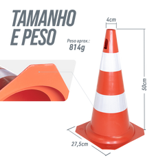 Cone de sinalização flexível (emborrachado) refletivo 50cm Kteli