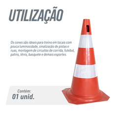 Cone de sinalização flexível (emborrachado) refletivo 50cm Kteli