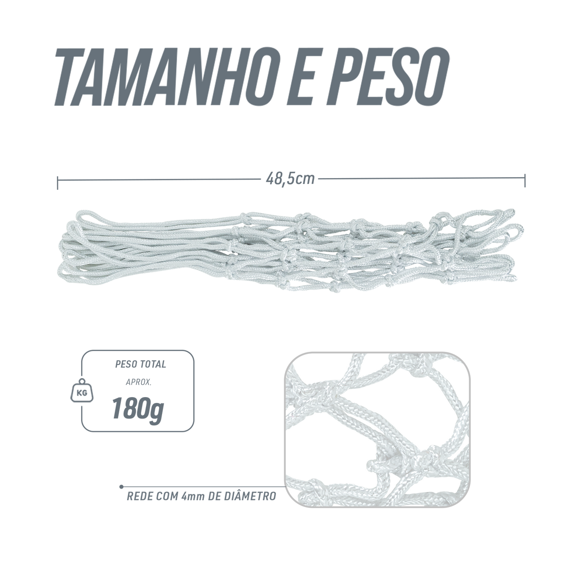 Rede oficial de basquete com fio 4mm Pista e Campo - und