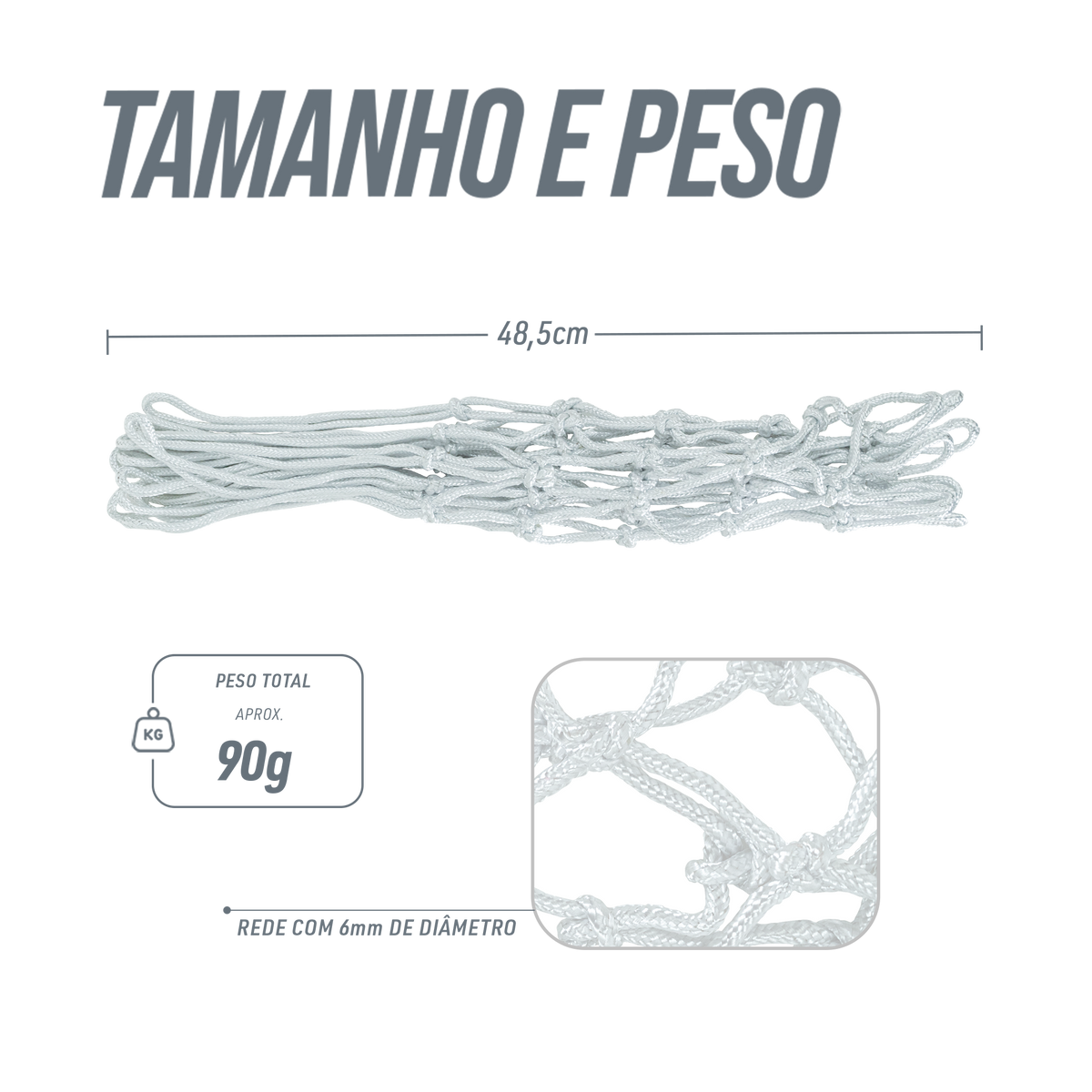 Rede oficial de basquete com fio 6mm PP Pista e Campo - und