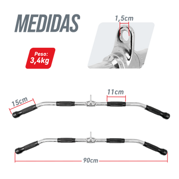 Puxador Reto para Polia 90cm Aço Cromado Envolst