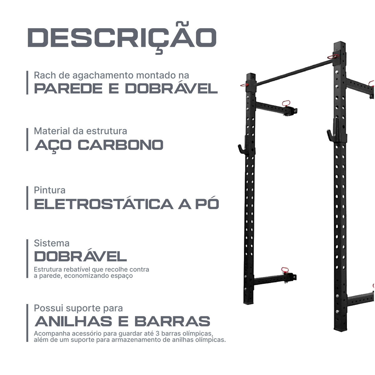 Rack de Parede para Agachamento Multifuncional Dobrável Envolst