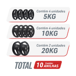 Kit 100kg Anilhas Olímpicas Vulcanizadas Envolst - 5 a 20kg