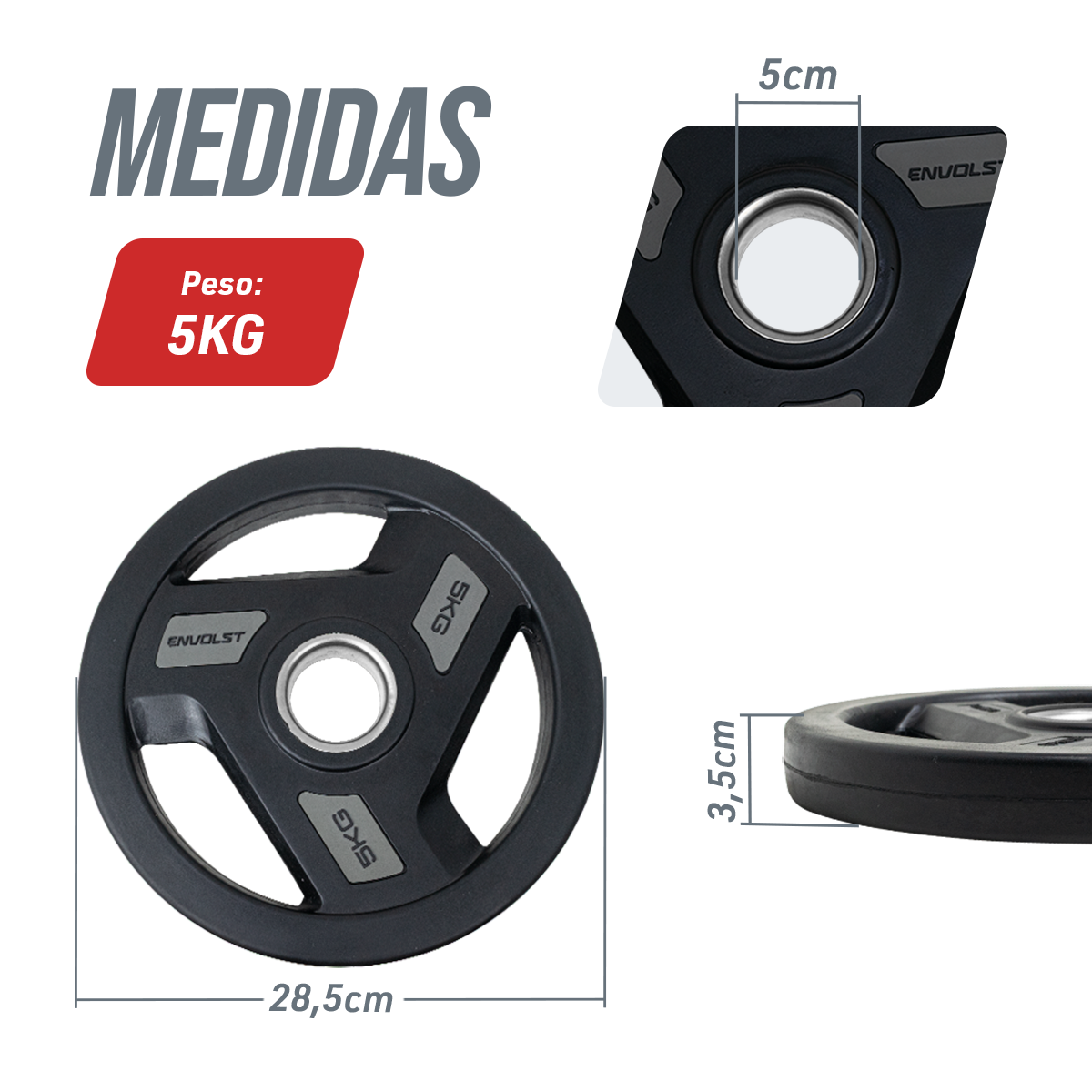 Kit 200kg Anilhas Olímpicas Vulcanizadas Envolst