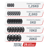 Kit 200kg Anilhas Olímpicas Vulcanizadas Envolst