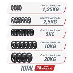 Kit 200kg Anilhas Olímpicas Vulcanizadas Envolst
