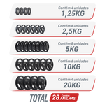 Kit 200kg Anilhas Olímpicas Vulcanizadas Envolst