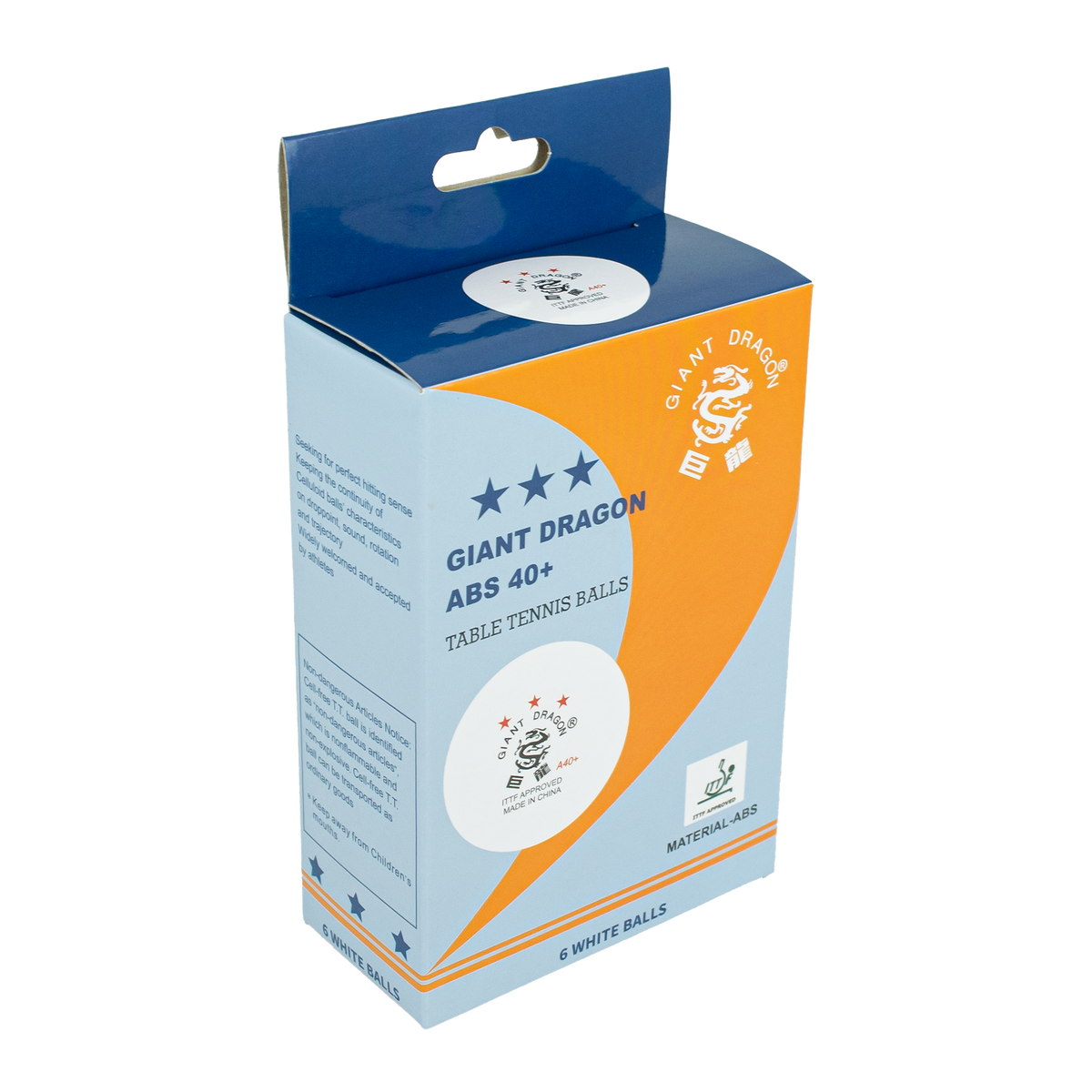 Bolinhas Tênis de Mesa Giant Dragon 3 Estrelas ITTF ABS 40+ 6un