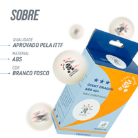 Bolinhas Tênis de Mesa Giant Dragon 3 Estrelas ITTF ABS 40+ 6un