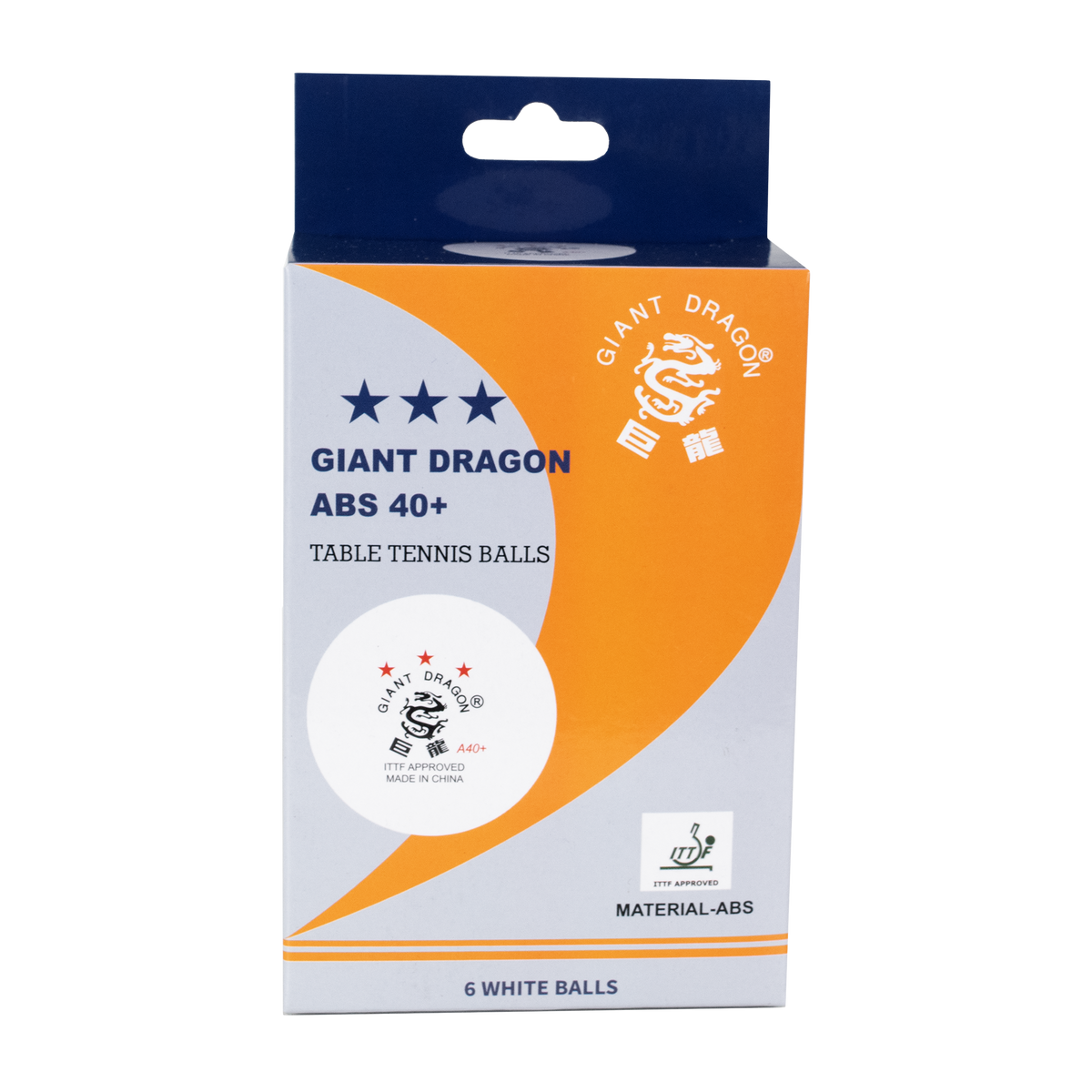 Bolinhas Tênis de Mesa Giant Dragon 3 Estrelas ITTF ABS 40+ 6un