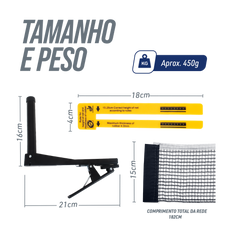Kit Rede de Tênis de Mesa Jintai - Suporte Jacaré e Régua
