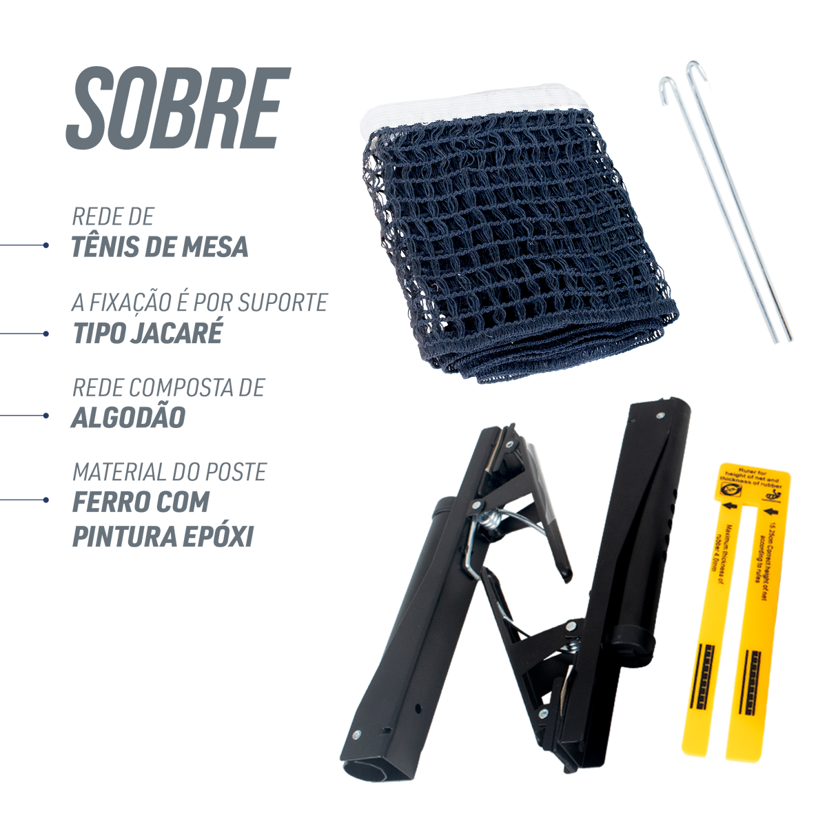 Kit Rede de Tênis de Mesa Jintai - Suporte Jacaré e Régua