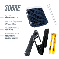 Kit Rede de Tênis de Mesa Jintai - Suporte Jacaré e Régua