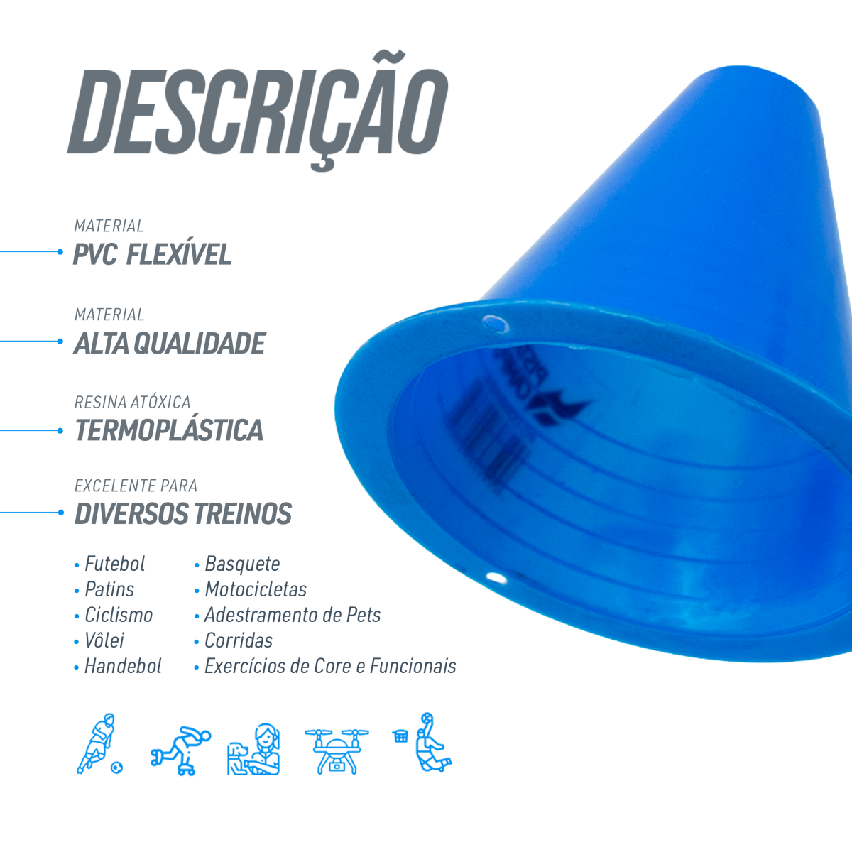 Minicone 8cm para Treino Esportivo Velden - Unidade