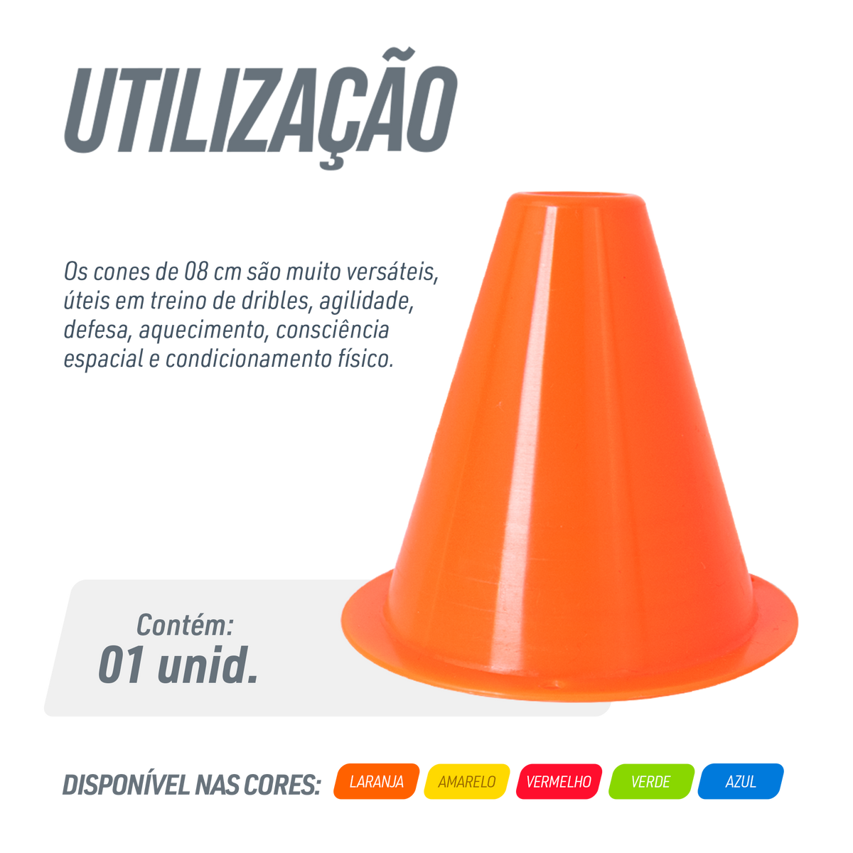 Minicone 8cm para Treino Esportivo Velden - Unidade