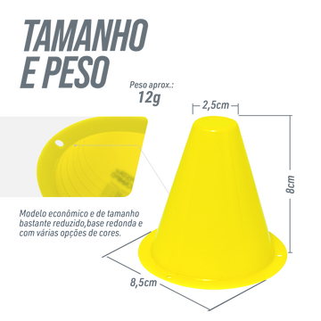Cone de sinalização de plástico 8cm Pista e Campo