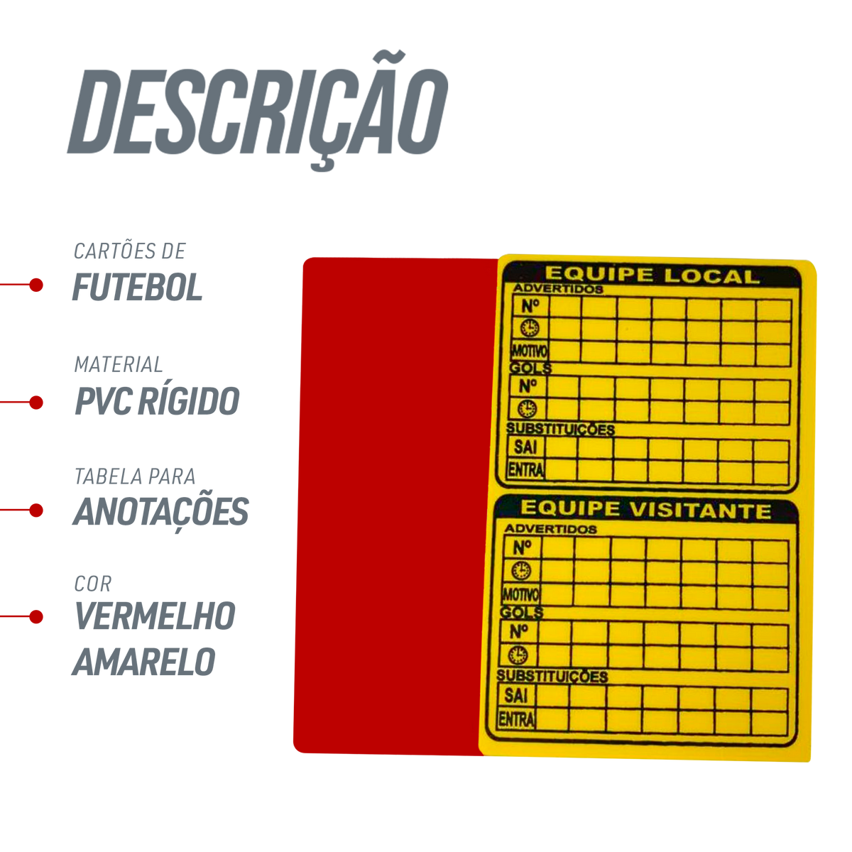 Cartão de árbitro oficial para futebol de campo - Par
