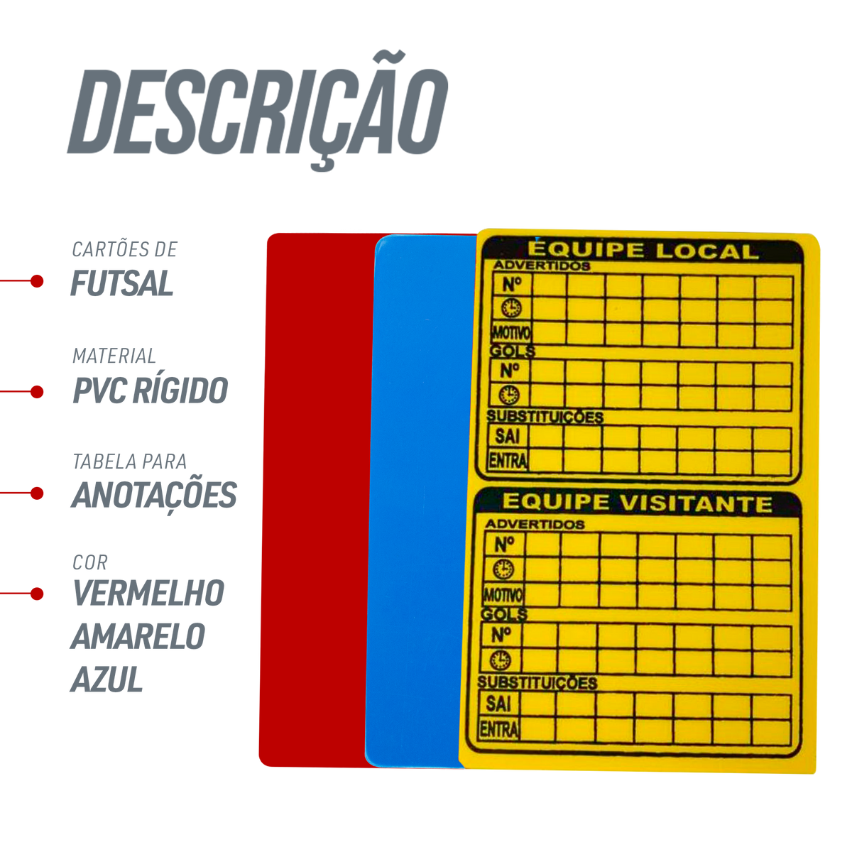 Cartão de árbitro oficial para futsal e futebol de salão Pista e Campo - cnj com 3 und