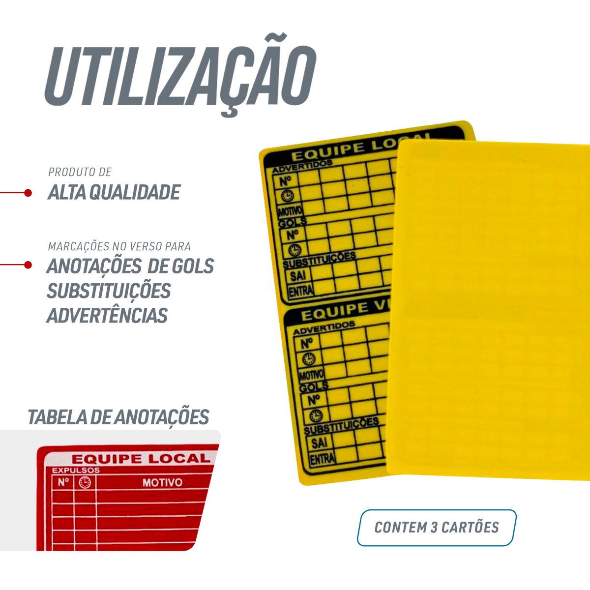 Cartão de árbitro oficial para futsal e futebol de salão Pista e Campo - cnj com 3 und