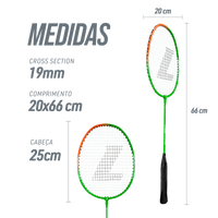 Kit de badminton com 02 raquetes de aço e 03 volantes - Loire