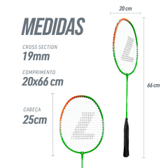 Kit de badminton com 02 raquetes de aço e 03 volantes - Loire