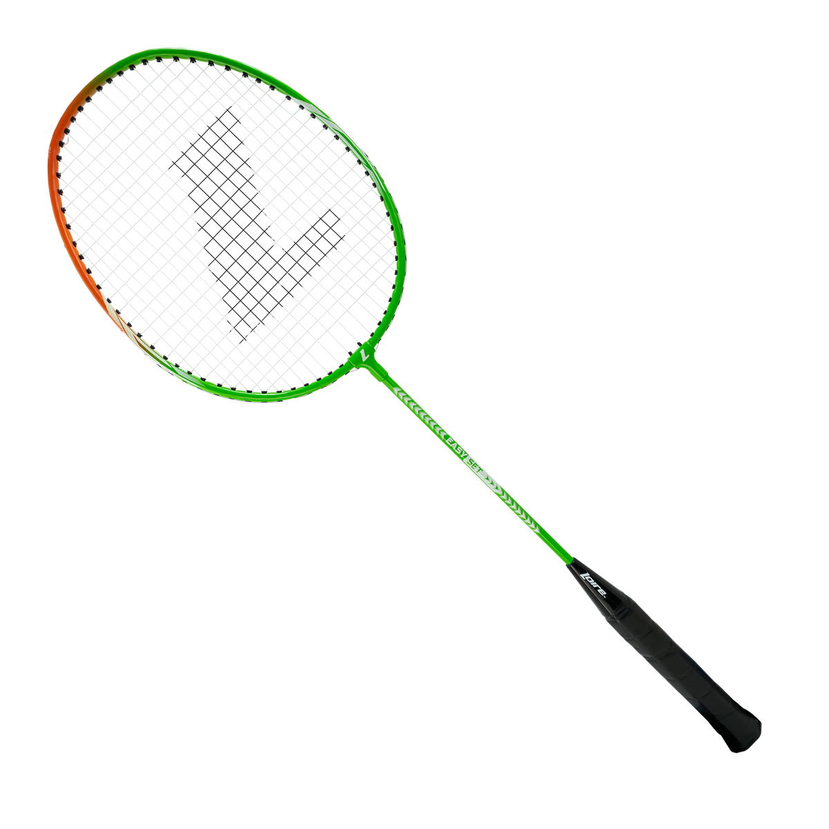 Kit Badminton 2 Raquetes de Aço e 3 Volantes de Nylon Loire - Laranja e Verde