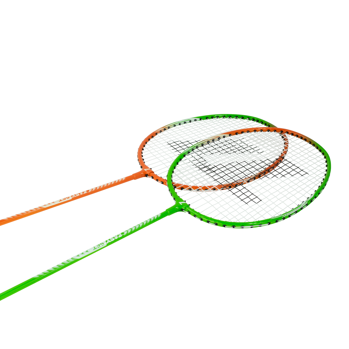 Kit Badminton 2 Raquetes de Aço e 3 Volantes de Nylon Loire - Laranja e Verde