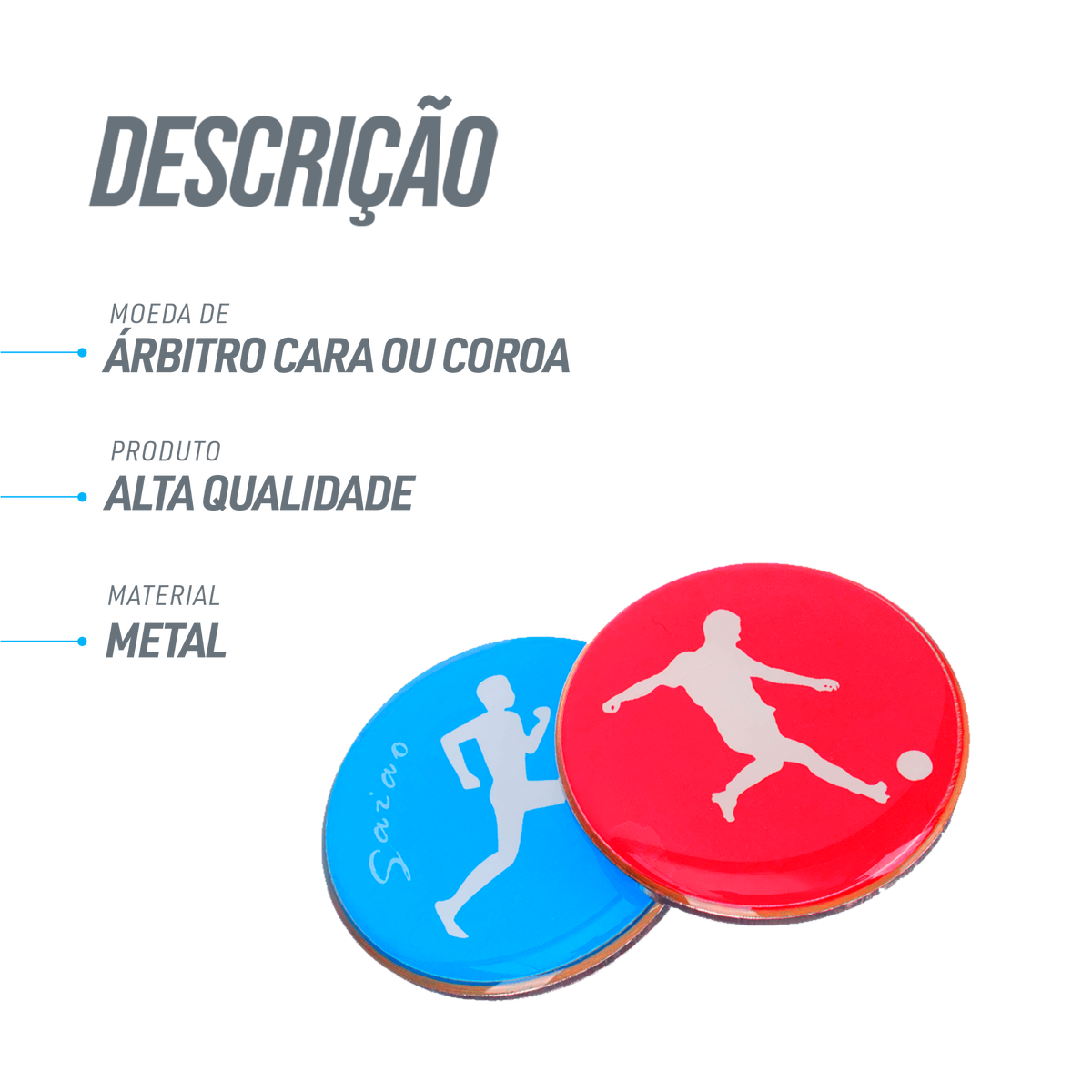 Moeda de árbitro de futebol para sorteio Pista e Campo