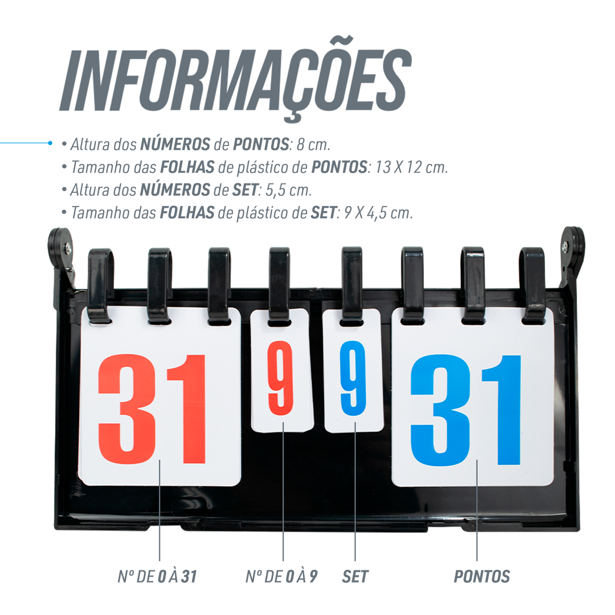 Placar Plástico até 9 Sets para Tênis de Mesa Jintai