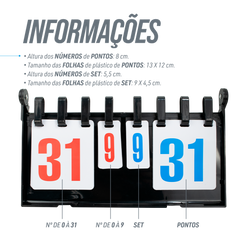 Placar Plástico até 9 Sets para Tênis de Mesa Jintai