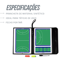 Prancheta tática magnética com caneta para treinamento de handebol Pista e Campo - Modelo pasta preta