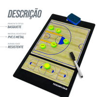 Prancheta tática magnética dupla face com caneta para treinamento de Basquete Pista e Campo