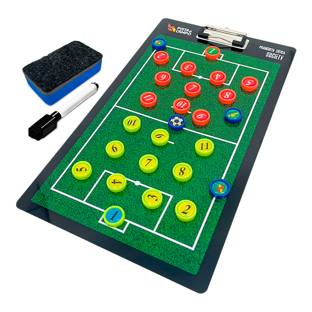 Prancheta tática magnética dupla face com caneta para treinamento de Futebol Society Pista e Campo