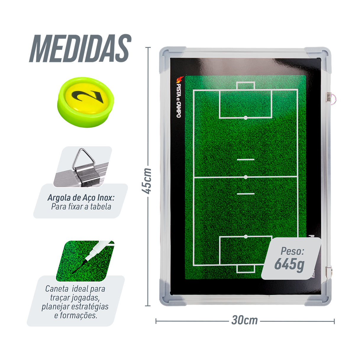 Quadro Tático de Futebol Society Magnético Velden