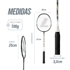 Raquete de Badminton Fibra de Carbono Isométrica Loire
