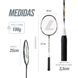 Raquete de badminton com fibra de carbono premium Loire Pista e Campo