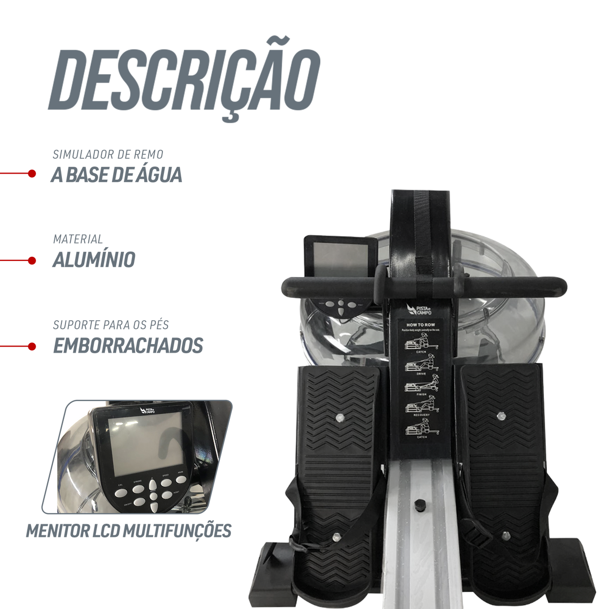 Simulador de remo Indoor a base de água Water Rower Alumínio Pista e Campo