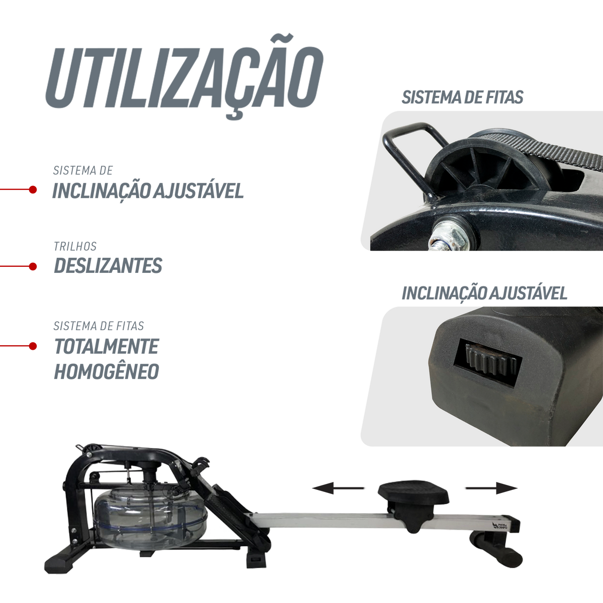 Simulador de remo Indoor a base de água Water Rower Alumínio Pista e Campo