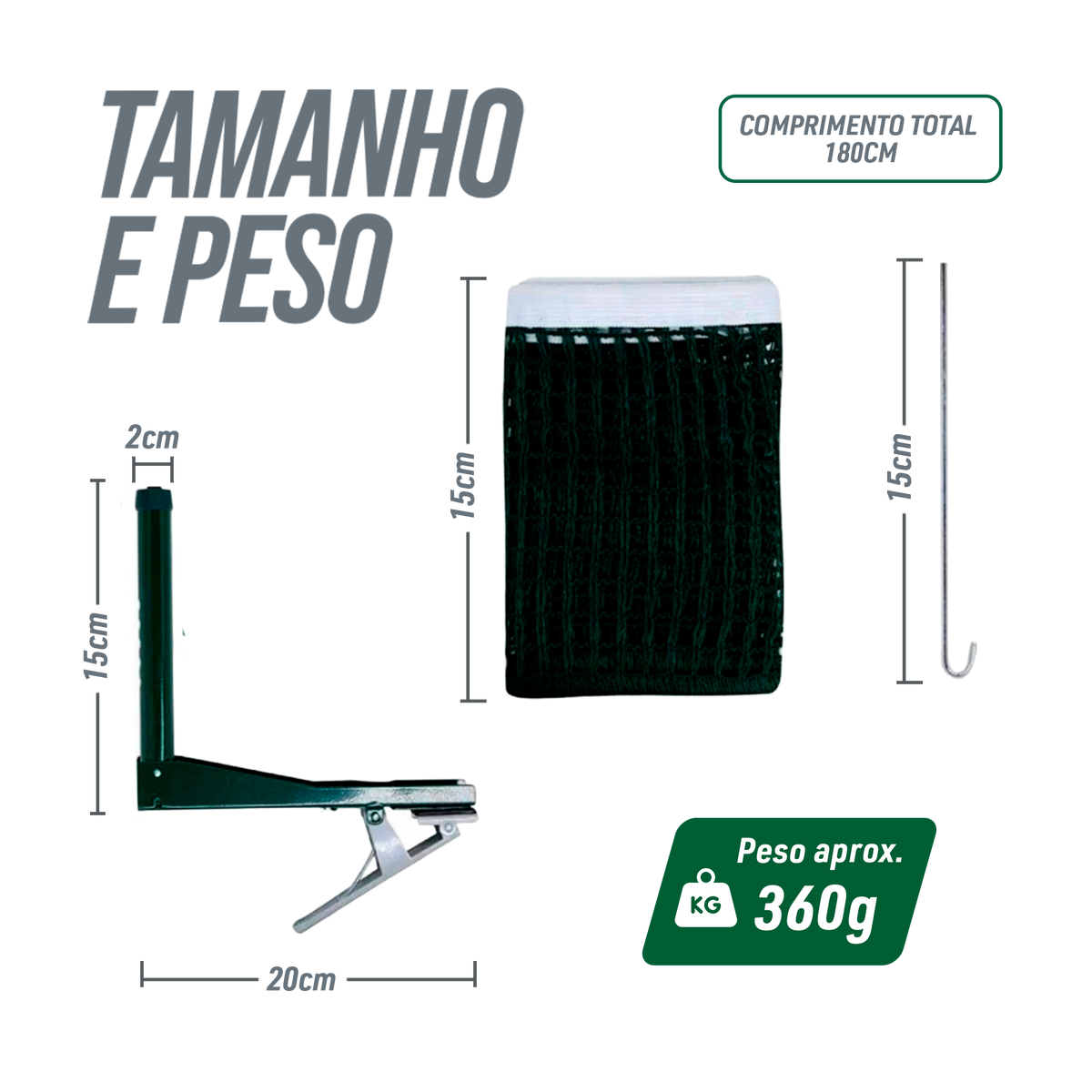Kit Rede de Tênis de Mesa Pista e Campo - Suporte Jacaré e Régua