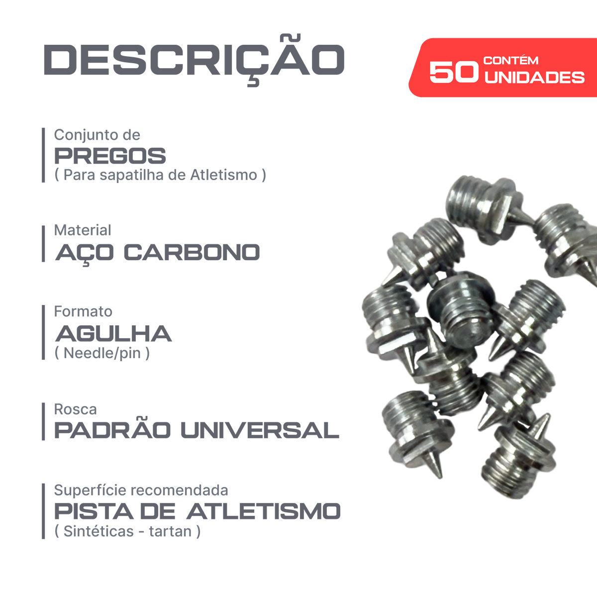 Pregos de Atletismo 4,8mm Agulha Pista e Campo
